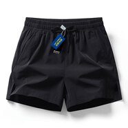 街頭定藝男士運動(dòng)短褲開(kāi)衩女款冰絲情侶休閑健身訓球速干三分褲短褲子 黑色 L(建議95-110斤)