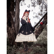 陸棧哥特式暗黑蘿莉公主裙200斤大碼微胖mm洛麗塔連衣裙春秋長(cháng)袖洋裝 黑色 均碼 L碼