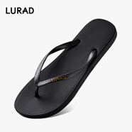 LURAD 人字拖女士平跟防滑夏季夾腳沙灘外穿EVA拖鞋 黑色 37-38
