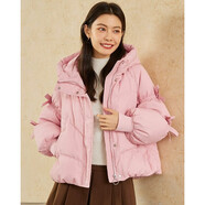 IEF/愛(ài)依服羽絨服女2025年冬季新款日系甜美寬松藕節袖蝴蝶結外套 粉 XS