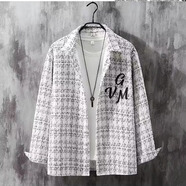 玖臧小香風(fēng)格子夾克男潮牌長(zhǎng)袖春秋高級(jí)感男裝痞帥加厚大碼上衣外套男 303白色 XL
