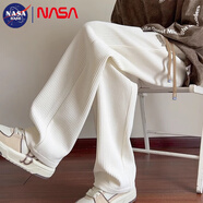 NASA BASE休閑褲男春夏季新款潮牌寬松運(yùn)動(dòng)直筒褲男學(xué)生簡(jiǎn)約百搭長(zhǎng)褲子男 杏色（百分之90顧客選擇） XL （建議125-150斤）