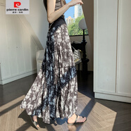 皮爾卡丹（pierre cardin）【913人收藏】2025夏季水墨扎染長(cháng)裙碎花蛋糕裙半身裙女高腰韓版A 黑色 M 【80-110斤】