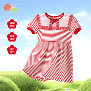 貝貝怡兒童連衣裙女童夏季條紋公主裙洋氣女寶寶夏裝裙子2025新款童裝 紅白條紋 104 （建議身高90-100cm）