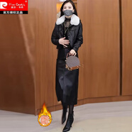 皮爾卡丹時(shí)尚皮裙套裝女2025秋冬新款時(shí)髦洋氣皮衣外套過(guò)膝半身裙兩潮 黑色皮衣+黑色皮裙【加絨+毛領(lǐng)】 3XL 【130-145斤】