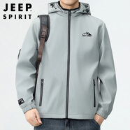 JEEP SPIRIT吉普夾克男外套春秋季韓版男士上衣寬松連帽男裝 j03灰色 L 