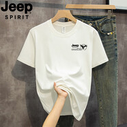 吉普（JEEP）【1263人好評(píng)】/純棉短袖t恤男圓領(lǐng)寬松潮流大碼男裝半袖打底衫體 JP小標(biāo)鷹/白色-25款【長(zhǎng)絨棉】 M *95-110斤