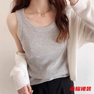 風(fēng)曉薇糖果色吊帶背心女夏外穿新款韓版內(nèi)搭修身無袖上衣洋氣小衫 灰色-女可外穿背心 M -女可外穿背心