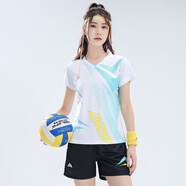 艾啟森排球服套裝定制女款氣排球運動(dòng)服男無(wú)袖短袖速干透氣訓練比賽球衣 6410白色套裝 【女款】 團購請聯(lián)系客服按推薦尺碼下單