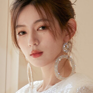 歐陽(yáng)先生2025歐美浮夸滿(mǎn)鉆耳環(huán)顯臉小夸張大耳飾爆閃配禮服 銀色