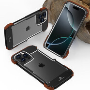 龍豈蘋果16手機殼iPhone16promax金屬邊框保護套機甲全包防摔定制ip16plus實木夏天透氣散熱磁吸外殼硬 【RJ05】鐵木一代【木邊框+上下金屬框架】 蘋果16 Pro Max
