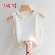 古今（GUJIN）珍珠小香風(fēng)氣質(zhì)內(nèi)搭吊帶背心女珍珠無袖打底衫春秋針織上衣