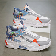 合季男鞋春季新款運動(dòng)休閑鞋男加絨保暖棉鞋男高幫鞋子男增高老爹鞋男 白色【升級款】 42碼