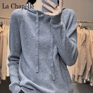 拉夏貝爾（La Chapelle）氣質(zhì)百搭連帽羊 絨針織衛衣女秋冬寬松休閑毛衣帽衫大碼羊 毛打底 純100自動(dòng)發(fā)熱灰色 純100自動(dòng)發(fā)熱M