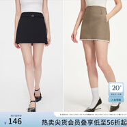 范思藍(lán)恩秋季高腰短裙女2024新款灰色氣質(zhì)通勤淑女韓版小A字裙子女送腰帶 黑色 L