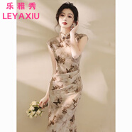 樂雅秀法式旗袍魚尾裙女2025新款新中式中國風(fēng)年輕款優(yōu)雅氣質(zhì)日常連衣裙 【圖色】 M 建議95-108斤