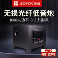 索威W80低音炮音響音箱100W大功率藍牙同軸光纖8寸大喇叭木質車載