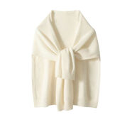 XPMR新品空調房披肩男秋冬新款披肩針織大外套韓版保暖空調房百搭護頸圍巾加厚款外披 米白色