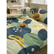 床上四件套純棉全棉100簡(jiǎn)約風(fēng)床品套件被套床單床笠款4 全棉印花-悉尼-綠 ***需要床單款請從下方尺寸拍**