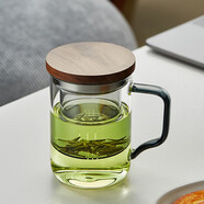 綠昌明玻璃茶杯茶水分離杯帶過濾泡茶杯加厚辦公室家用茶具喝水杯430ml
