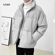 gxmy輕熟風(fēng)棉服男士休閑冬季韓版潮流加絨加厚棉衣服男裝外套一套搭配 灰色棉服 3XL 【165-185斤】