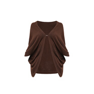 島歌夫人針織吊帶裙加開(kāi)衫罩衫兩件套毛衣連衣裙套裝裙女秋季氣質(zhì) 煙栗咖-開(kāi)衫 L