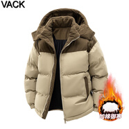 VACK秋冬季外套男士棉服冬季潮流棉襖子加厚面羽包絨服男冬季衣服棉衣 卡其 XL (建議體重140-160斤)