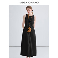 VEGA CHANG無袖連衣裙女2025年夏季新款簡(jiǎn)約時(shí)尚氣質(zhì)背心長(zhǎng)裙子 沉靜黑 M