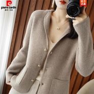 皮爾卡丹（pierre cardin）短外套女士裝春秋冬季2024年新款小個子時尚風(fēng)衣洋氣上衣針織 駝色《今年流行小香風(fēng)歐貨西裝風(fēng) M (100-115斤)