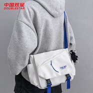 雙星（doublestar）斜挎包男單肩包女韓版大容量郵差包休閑運動(dòng)簡(jiǎn)約百搭學(xué)生上課包 白色【材質(zhì)升級/防水防刮】