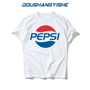 百事歐美街頭潮牌pepsi字母短袖百事可樂(lè )t恤男女青少年寬松tee情侶裝 白色2 L
