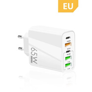 閃步65W多口英規(guī)雙PD20W歐規(guī)充電器3USB快充適用iphone11/12蘋果13/14Type-C手機(jī)充電頭5口港版美規(guī)香 65W氮化鎵EU歐規(guī)【白色】 歐洲俄法