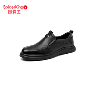 蜘蛛王（ZHIZHUWANG）皮鞋男2024年新款春秋真皮軟底耐磨套腳舒適牛皮商務(wù)休閑爸爸單鞋 黑色 38