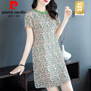 皮爾卡丹（PIERRE CARDIN）時尚連衣裙2025年夏季新款女士小個子短袖顯瘦綠色碎花休閑裙子 廣州13行連衣裙花色 L 超仙連衣裙新品