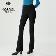 阿瑪施（AMASS）女裝氣質(zhì)通勤曲線薄絨微喇休閑小黑褲女510060 薄絨黑 M (3碼)