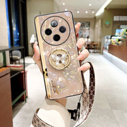 嚴謹適用vivoy300pro手機殼新款y300pro鑲水鉆支架V2410A硅膠pr0防摔保護套vivo時(shí)尚女款5g感帶掛繩 香檳粉 (送掛脖繩) vivo Y300 Pro