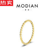Rosena SammiMODIAN摩典S925純銀經(jīng)典素圈閉口戒指女簡(jiǎn)約光面網(wǎng)紅ins疊戴細戒 金色經(jīng)典麻花戒指 美碼4.5號(48mm)