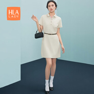 海瀾之家（HLA）短袖POLO裙女吸濕排汗抗菌防螨顯瘦學(xué)院風(fēng)刺繡翻領(lǐng)短袖連衣裙女 抗菌防螨-米杏Y2 155/80A/S