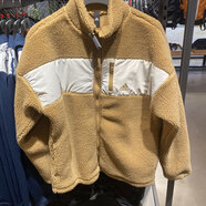 阿迪達斯（adidas）羊羔絨外套男裝新款運動(dòng)服加厚保暖防風(fēng)寬松立領(lǐng)夾克 HI1185金色白色 L