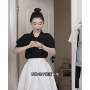 月袖（YUEXIU）(隱形口袋)大碼半身裙甜美胖m短裙百褶裙高腰蓬蓬裙夏季薄款 短裙白色(秋冬款) S 【建議75-90斤】