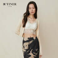 音兒（YINER）內(nèi)衣【明星同款花漾輕紗】蕾絲背心吊帶內(nèi)搭美背內(nèi)衣女帶胸墊文胸 花漾淺杏（短款） M