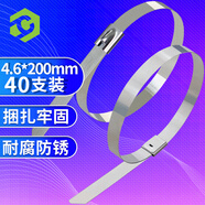 彩弘 4.6*200mm40支工業(yè)級304不銹鋼扎帶 金屬鐵絲戶外捆綁帶固定線纜