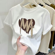 尚濤短袖t恤女2024夏季女裝新款韓版顯瘦休閑體恤小眾上衣 繩子心白色 L建議95-110斤