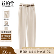 絲柏舍加絨休閑褲2024冬裝新款女裝通勤寬松款長款高腰哈倫褲