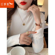 紅蜻蜓打底衫女冬季加絨毛衣女加厚內(nèi)搭女士半高領(lǐng)針織衫女裝上衣 白色長(zhǎng)袖 均碼 （適合80-130斤）