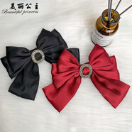美麗公主（Beautiful princess ）韓版綢緞蝴蝶結彈簧夾帶鉆盤(pán)發(fā)頂夾后腦勺發(fā)夾蝴蝶結發(fā)卡春夏發(fā)飾 顏色隨機一個(gè)