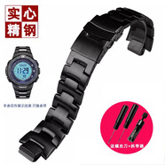 泰琴適配卡西歐PROTREK系列PRW3000/3100YT/6000/6100Y精鋼手表帶鋼帶 黑色 16mm