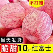 陜西脆甜紅富士早期蘋果10斤水果新鮮不打蠟帶皮吃非冰糖心丑蘋果 4.5-5斤裝 70-80mm