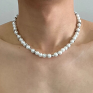 QMXD原創(chuàng)荊棘項(xiàng)鏈男士拼接人造珍珠歐美嘻哈輕奢小眾頸鏈男女鎖骨鏈男 項(xiàng)鏈