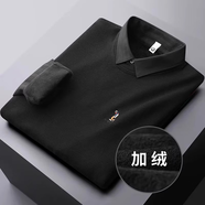 UBV襯衫領(lǐng)假兩件針織衫男士毛衣翻領(lǐng)打底衫秋季新款保暖休閑加絨內(nèi)搭 黑色*加絨 L （建議110-125斤）